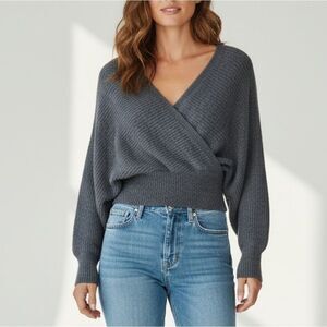 Cosy Cross-over Grey Sweater